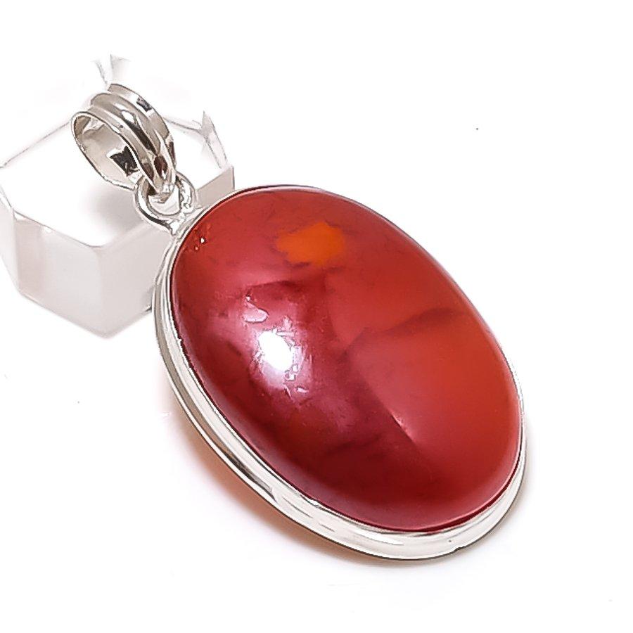 Carnelian Gemstone 925 Sterling Silver Jewelry Pendant 2.01"