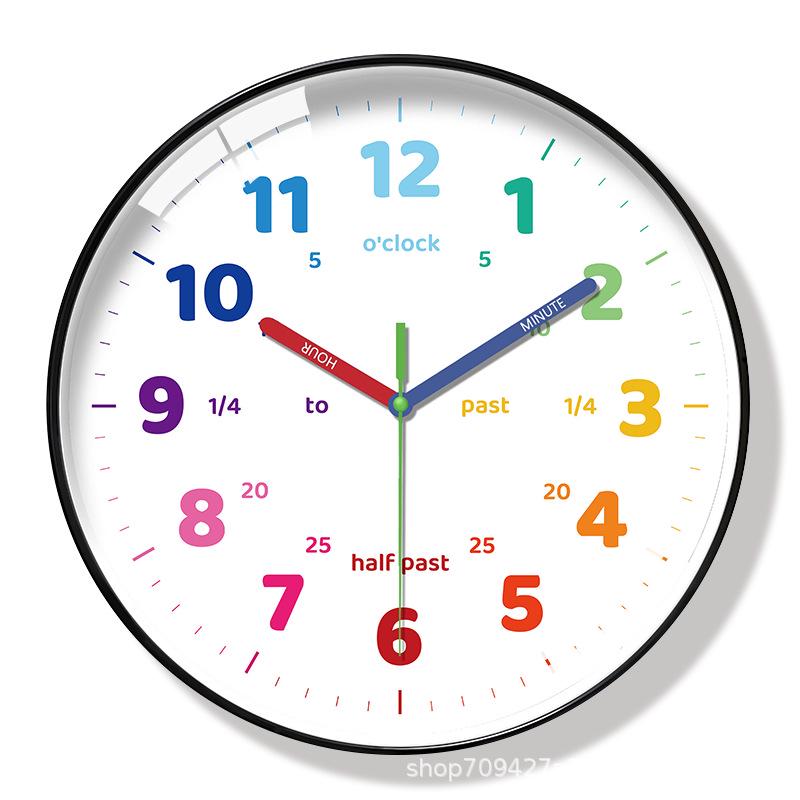 14" Silent Digital Children's Educational Wall Clock for Classroom & Home