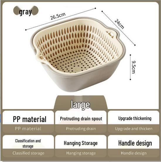 Double-Layer Drain Basket: Multifunctional Vegetable Washer & Fruit Storage Plate