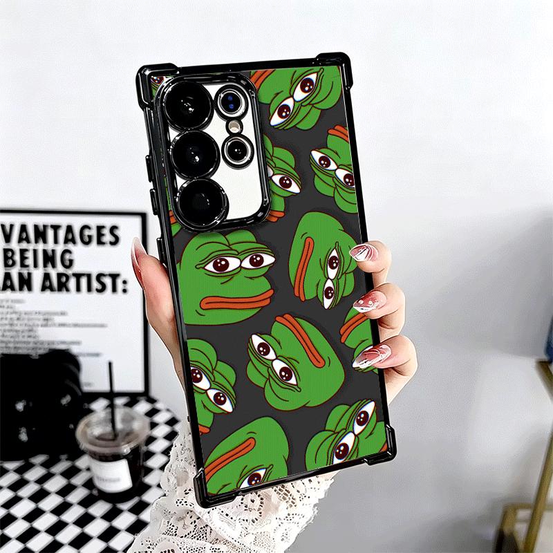 Funny Sad Forg P-Pepe Meme Plating Phone Case For Samsung Galaxy S24 S25 FE S26 Edge S23 Ultra S22 S21 Plus S20 Anti-Fall Airaba