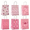 10 szt. Papierowa torba ręczna z nadrukiem słodkich kokardek Torba na prezenty Walentynki Zaręczyny Baby Shower Urodziny Dziewczynki Akcesoria
