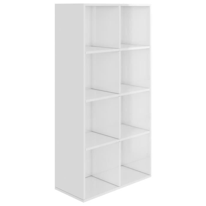VidaXL Bibliothèque/Buffet Blanc brillant 66 x 30 x 130 cm Aggloméré