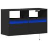 VidaXL Meuble TV mural avec lumières LED noir 80x31x45 cm 852328