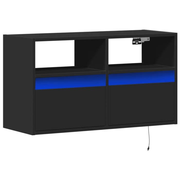 VidaXL Meuble TV mural avec lumières LED noir 80x31x45 cm 852328