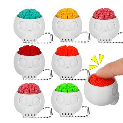 Stress Relief Toys 3D Printed Skull Brain Keychain Fidget Toy with Crisp Pressing