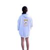 European Size Women's Drop Shoulder Ribbed Orca Print Hoodie Sweatshirt