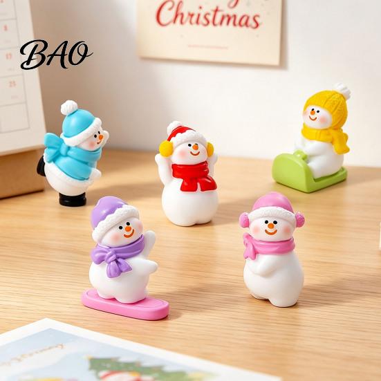 Doll House Miniature Figures Mini Snowman Figurine, Christmas Skiing Dolls, Small Desktop Car DIY Micro Landscape Accessories Dashboard Figurines,