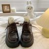 Thick-soled Small Leather Shoes Women's Spring, Autumn and Summer New Thick Heel Retro Lace-up Single Shoes Are Sweet and Cool