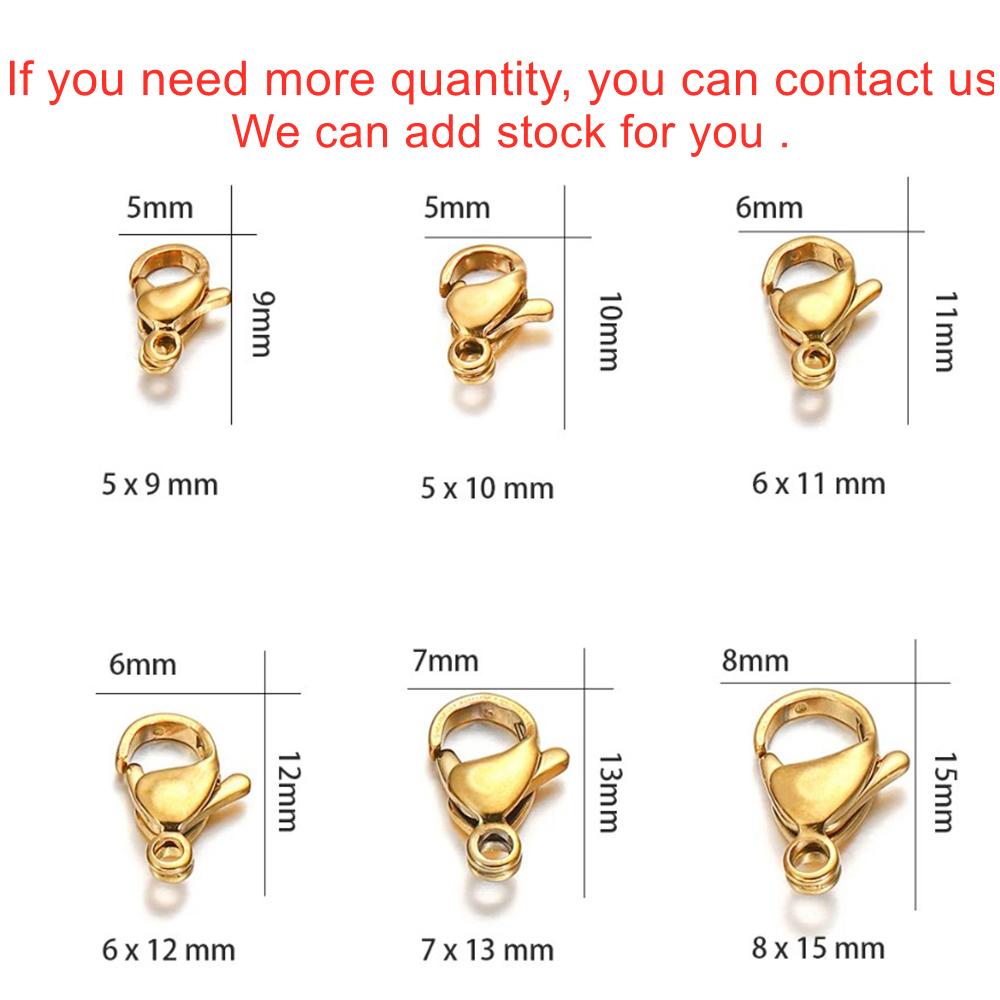 10-30Pcs Stainless Steel Gold Plated Lobster Clasp Claw Clasps For Bracelet Necklace Chain Diy Jewelry Making Findings Supplies