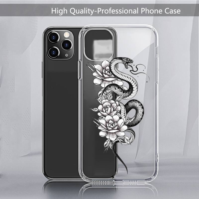 

Черный чехол для телефона Flower Snake design art Прозрачный мягкий для iPhone 11 13 12 14 x xs xr pro max mini iphone xs max
