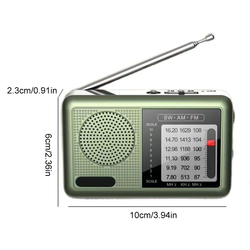 

Outdoor Radio SW/AM/FM Stereo Digital Radio Battery Operated Telescopic Antenna Full Band Radio Receiver with Speaker 3.5mm Jack темно-зелений колір