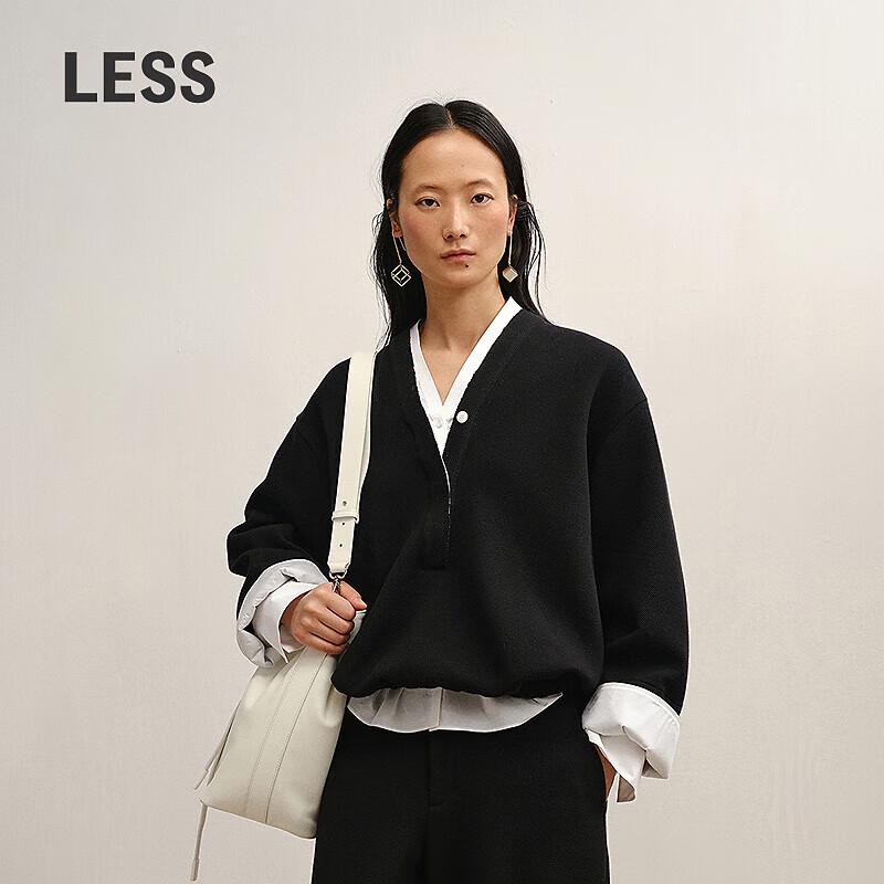 LESS Winter 2025 V-Neck Cotton Blend Sweatshirt