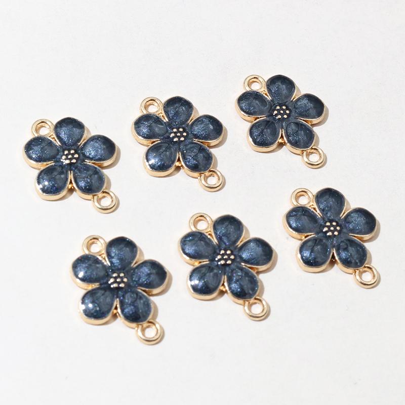 20pcs Enamel Flower Pendant Connector Charms 19x14mm Double Loops DIY Jewelry Making Accessories Findings for Necklace Bracelet