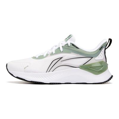 Li Ning Yuying 3.0 Comfortable Simple Shock Absorbing Wear Resistant Breathable Low Top Running Shoes Women Sneaker White Green ARHU024-3