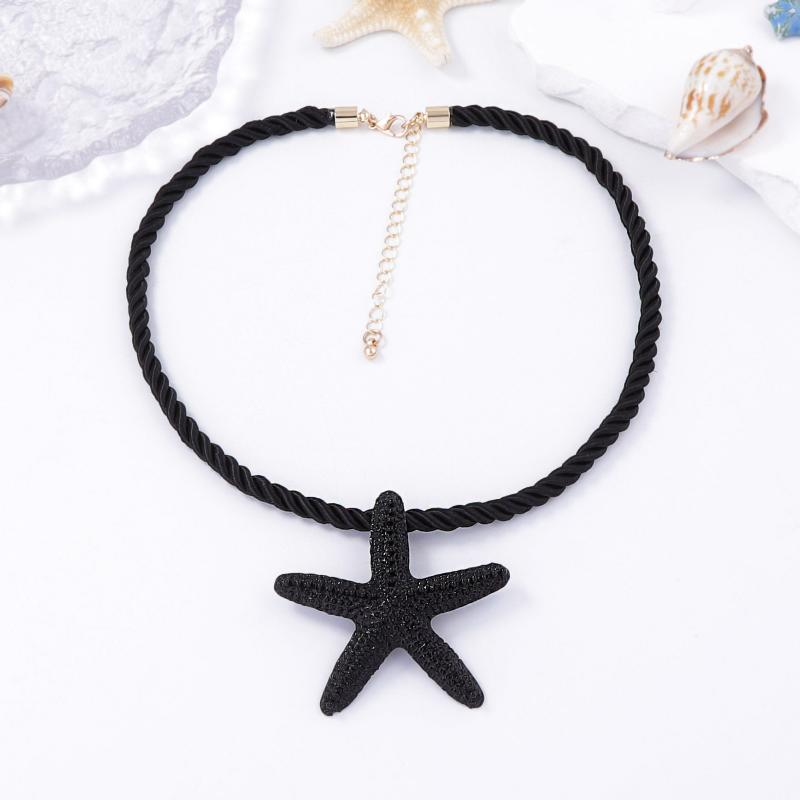 

Панк Бохо Металлическая Подвеска Большая Морская Звезда Веревочная Цепочка Летнее Ожерелье Для Женщин Y2K Ювелирное Изделие Подарок чёрный