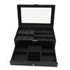 Pudełko na zegarki Etui na biżuterię Włókno węglowe Skóra PU 2 warstwy 6 przegródek Pudełko na zegarki i organizer na okulary przeciwsłoneczne