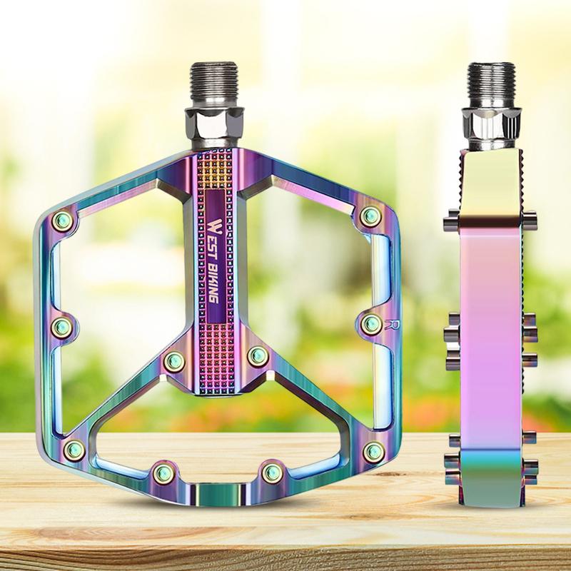 WEST BIKING Aluminum Alloy Footboard Hollow Anti-skid Bearing Mountain Bike MTB Foot Pedals Smooth Bearing Bike Part Accessories