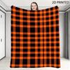 Manta de Tartán a Cuadros Audaces para Halloween con Patrón Cuadriculado Geométrico Negro, Naranja Oscuro y Naranja Claro, Acogedora Decoración de Otoño