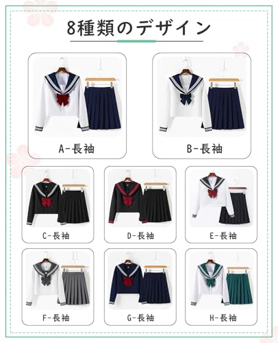 [NOKIJP] Authentic Sailor Uniform with Three White Ribbons. Featured. JK Cosplay, Short Sleeve, Long Sleeve, Adult, High School Girl Uniform Ranking,