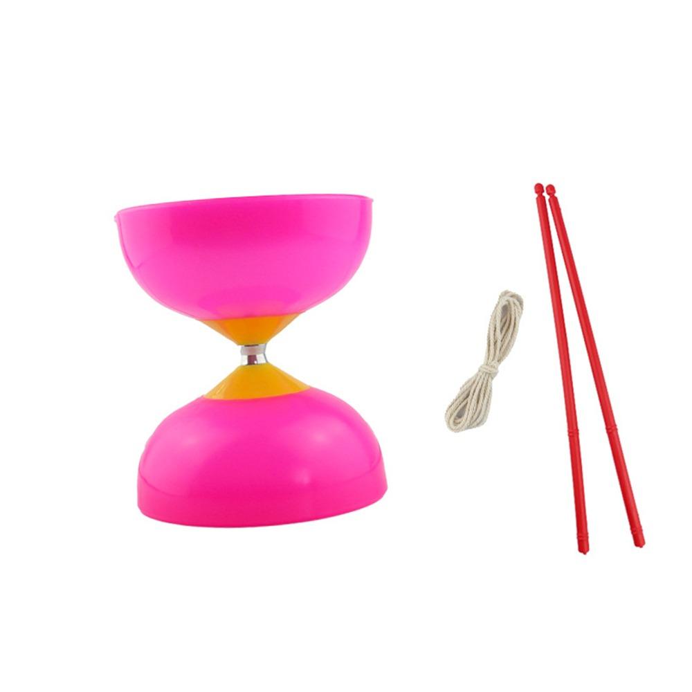 

Soft Chinese Diabolo Leather Diabolo Toy Portable Chinese Yoyo Diabolo Set Body Building рожевий червоний колір