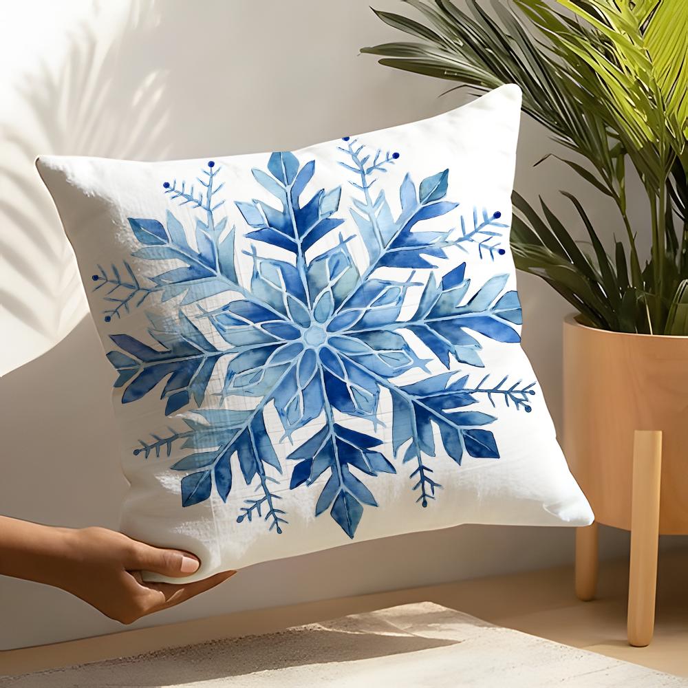 Linen Cushion Covers For Decorative Sofa Home Pillows Case Car Chair Pillows Cases Colorful Snowflake Hexagonal Maple Leaf Print