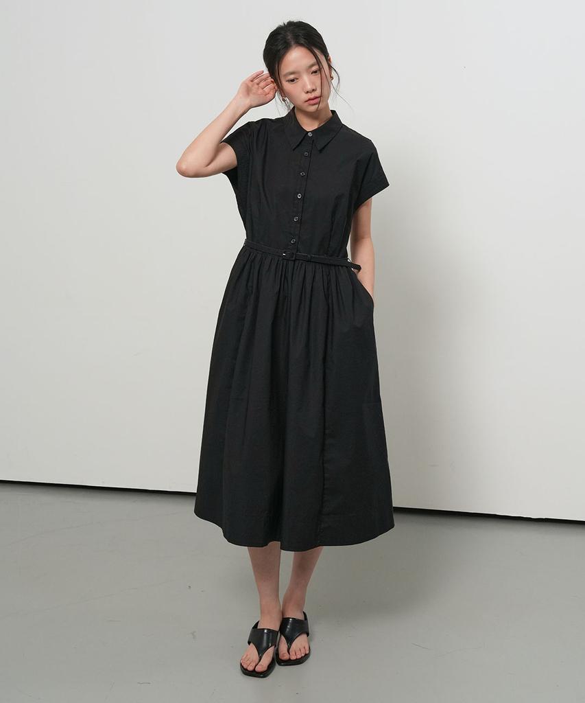 General Idea Dolman Sleeve Belted Long Dress [Black] / Gf2Lop513