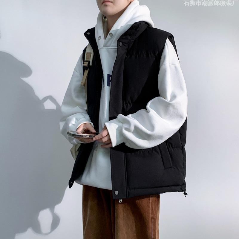 Large size vest men's winter loose padded jacket trendy couple style thickened warm vest jacket men