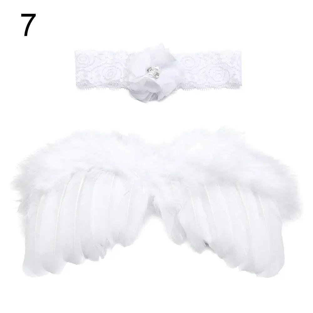 Newborn Photography Props White Angel Wing Baby Photos Props Feather Wing Girls Hair Kids Baby Photography Hair Accessories