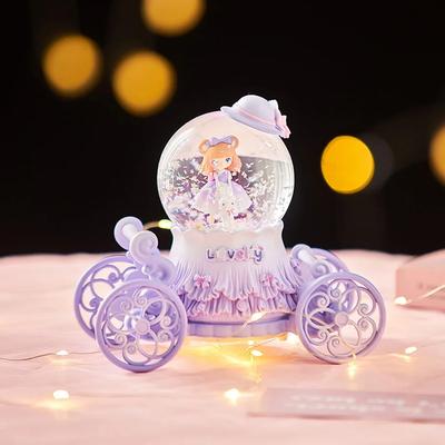Exquisite Dream Princess Little Girl Carriage Crystal Ball Music Box Floating Snow Music Box Crafts Children's Birthday Gift