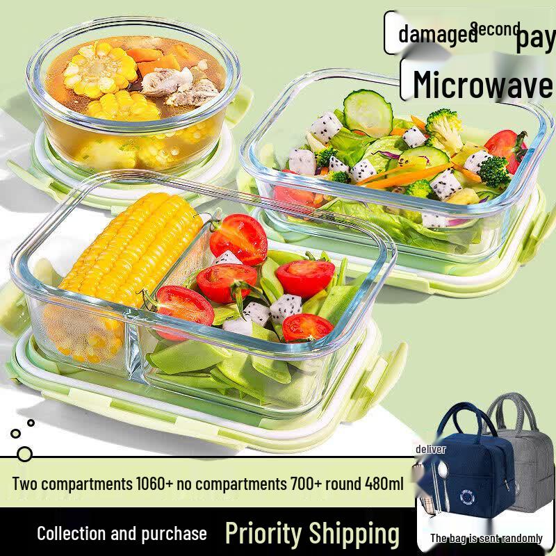 Youluo Glass Divided Lunch Box for Microwave
