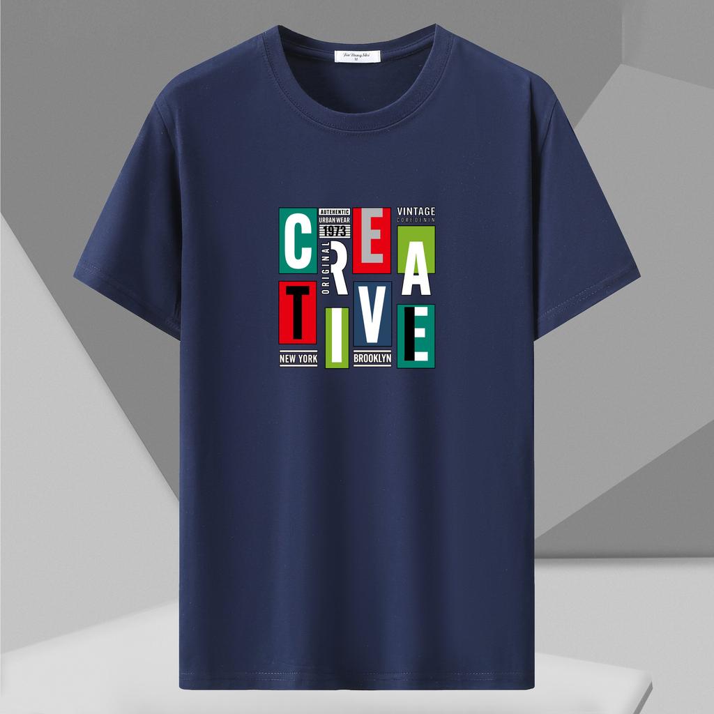 Casual Comfort Fit Pure Cotton T-Shirt With Graphic Print Summer Loose Size Graphic Printed Slim Fit Casual Sports Round Neck Short Sleeved T-shirts