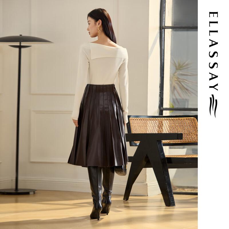 ELLASSAY Women's Slim-Fit Merino Wool Asymmetrical Neck Knit Sweater