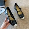 G360-6 square head shallow mouth Mary Jane shoes 2025 autumn Korean version new metal head soft leather small fragrant single shoes women