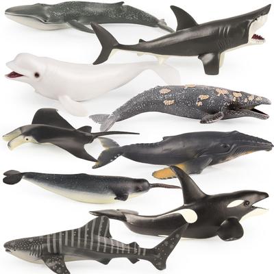 Oenux Meeresleben Modell Weißer Hai Delfin Megalodon Wal Actionfigur Ozean Meerestiere PVC Bildung Kinder Spielzeug Geschenk