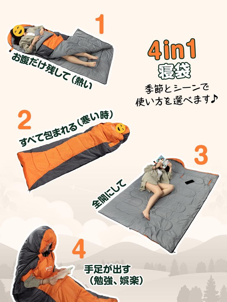 Sleeping Bag for Winter 4 In 1 Sleeping Bag for Sleeping All Disaster Sleeping Bag Envelope Sleeping Bag for Comfortable Temperature Heat Wolfyok