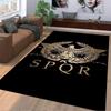 Roman SPQR Eagle Emblem Carpet with Laurel Wreath Design Black Background Suitable for Use As an Anti-slip for Living Room Bedroom Sofas