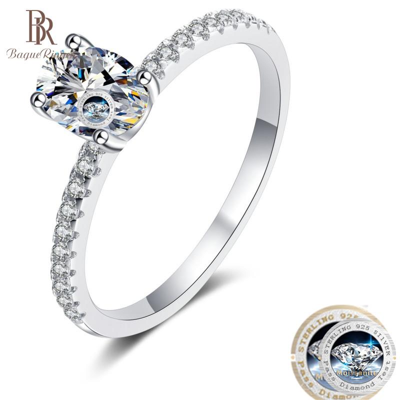 Bague Ringen 1/2ct Oval Cut Real Moissanite Engagement  Rings With  Gra Certificate Women Silver Fine Finger Jewerly Wedding Gift