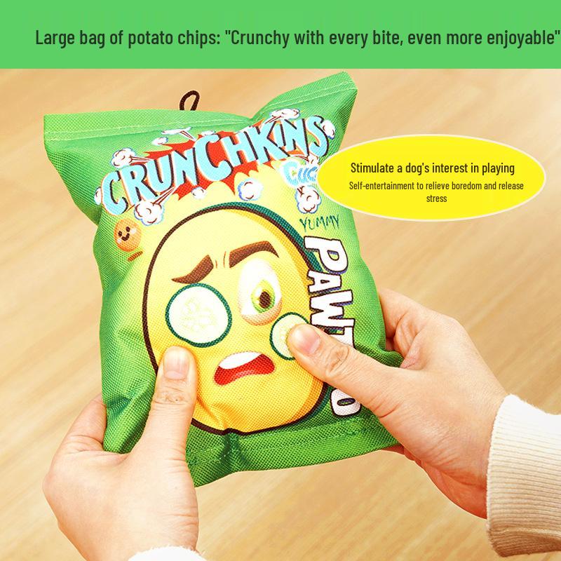 Interactive Crinkle Chip Dog Toy - Durable, Teething & Boredom Relief for Small/Medium Dogs