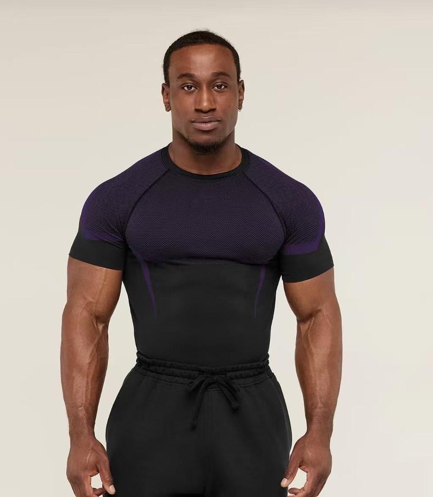 GYMSHARK Herr Quick-Dry Andningsbar Kompressionströja, Kortärmad Muskellinje T-shirt