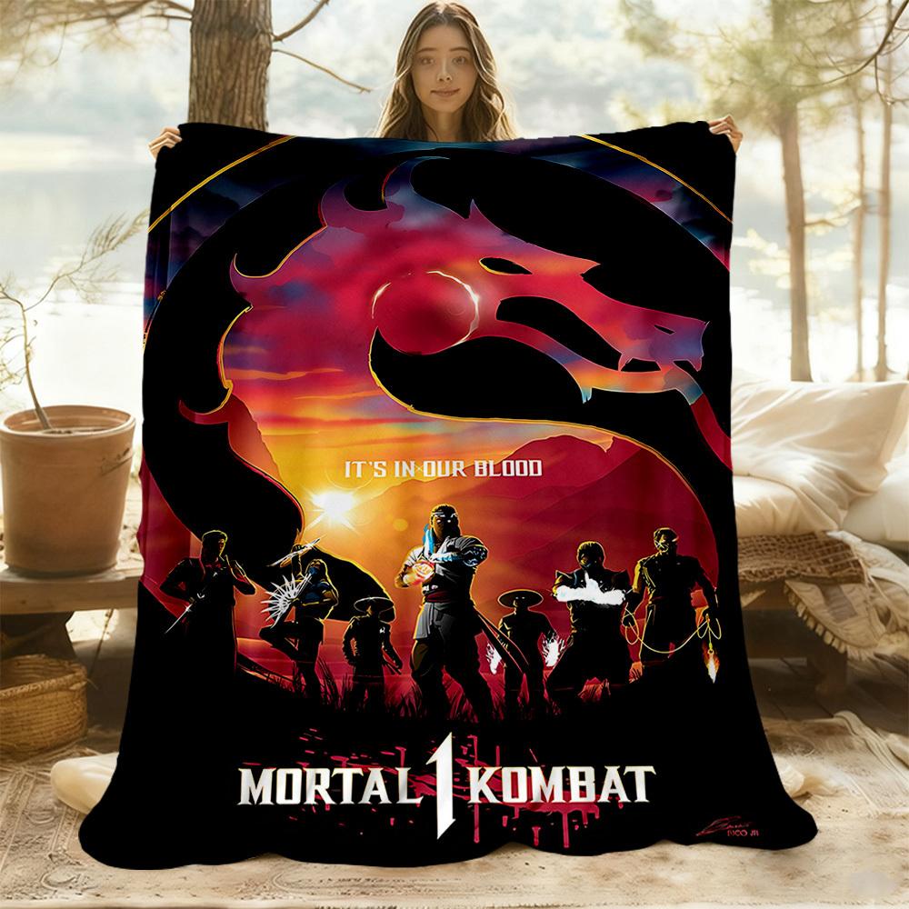 1PC Mortal Kombat Warriors Outdoor Blanket Lightweight Flannel, Soft & Warm, All-Season Use for Sofa, Outdoor007
