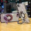 Pour iphone 16E 2025 16 15 14 Plus 13 12 11 Pro Max Coque Antichoc Pailletée Placage Cristal Bracelet Magsafe Support de Téléphone Housse