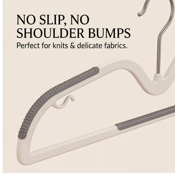 Rotatable Short-Neck Anti-Slip No-Trace Clothes Hangers, 10pcs Anti-Shoulder Mark for Home Closet & Laundry Storage Organizer