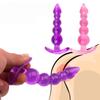Plug Anale in Silicone con Perline per Stimolazione della Prostata Giocattolo Unisex per Adulti Viola Rosa