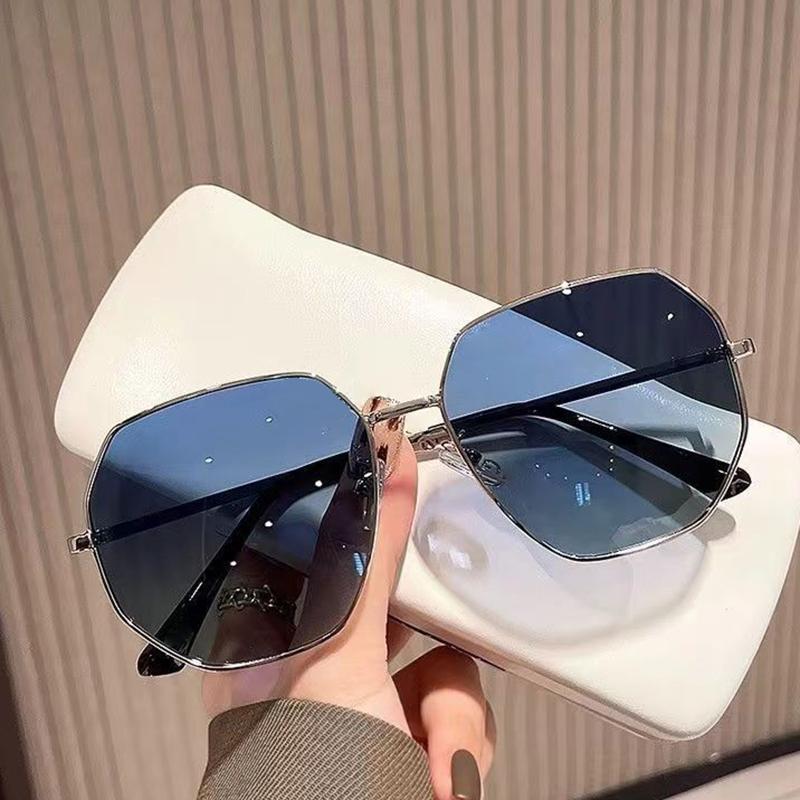 

Женские металлические солнцезащитные очки с многоугольной оправой, цветные линзы, солнцезащитные очки для вождения, путешествий, пляжа