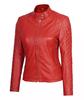 Stilvolle Biker Motorrad Damenjacke Rot Echtes Lammleder Handgefertigt