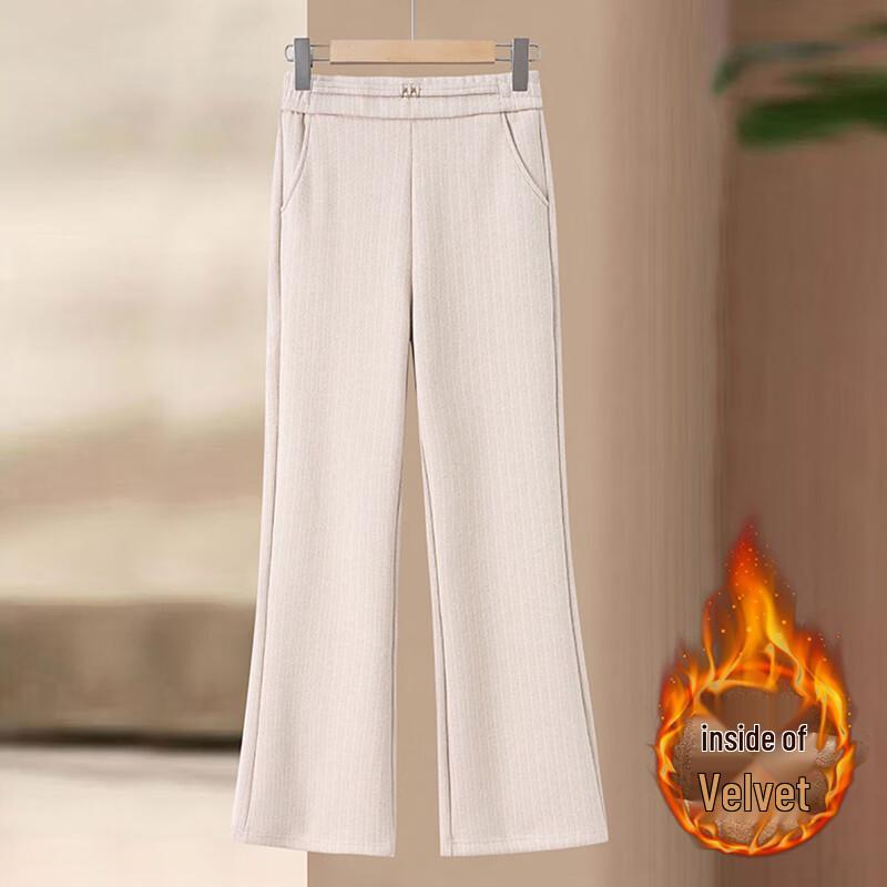 

XUEXI Women s Fleece-Lined Straight Wide-Leg Pants 3XL