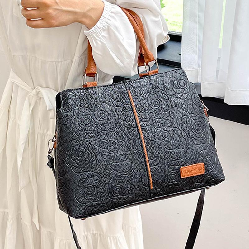 Handbag Outdoor Crossbody Large Capacity Viral Same Style Embossed Shoulder Bag Women Bag PU Soft Leather Texture