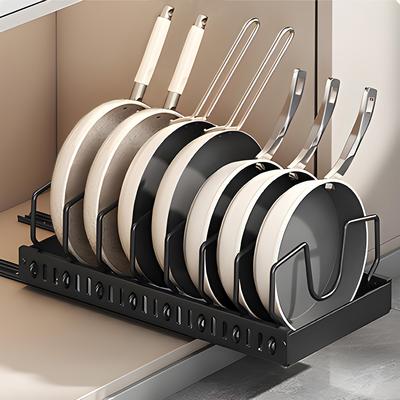 Pull-Out Pan & Lid Organizer - 8in Dividers, Sliding Cabinet Rack for Kitchen Storage. Christmas Gift!