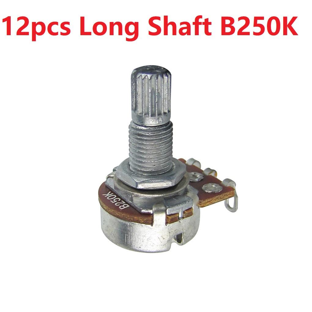 FLEOR 12PCS 18-spline Mini Potentiometers Guitar Pots 500K /250K Long / Short Shaft Choose Electric Guitar Parts