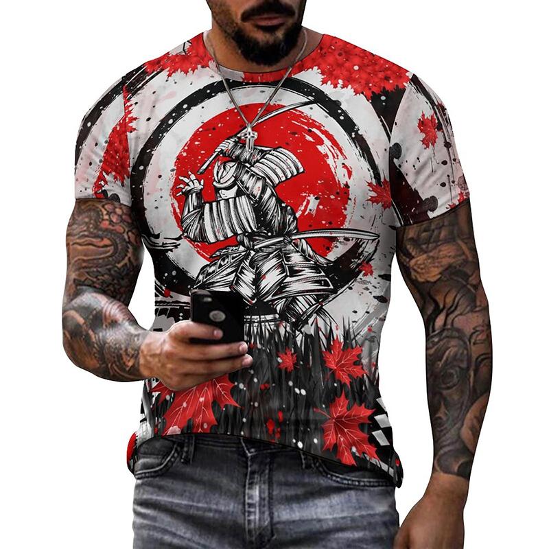 Japan Samurai 3D Graphic T Shirts Men Women  Summer Casual  T Shirts Street Hip Hop  Harajuku Style Round Neck Short Sleeve Tops